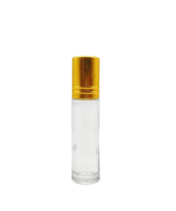 Luxury Attar Clear Glass Roll On Bottle With Roller Ball And Golden Cap