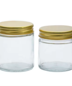 Transparent Glass Container For Food Storage With Golden Aluminum Lid Sms