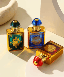 Wholesale Uv Electroplate Square Golden Roll On Glass Bottle With Unique Special Cap