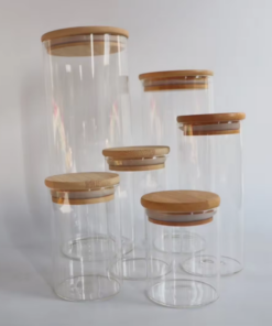 High Quality Glass Storage Jars With Bamboo Lids