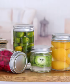 Environmental Kitchen Large Food Glass Silver Lid Mason Jar