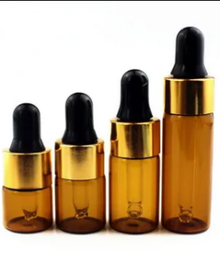 Wholesale Amber Bottle With Gold Nech And Black Nip