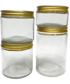Wholesale Wide Mouth Straight Glass Jar With Golden Cap