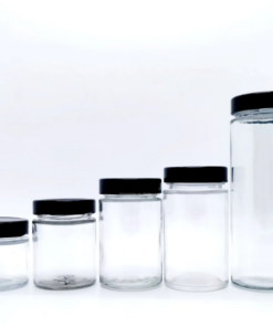Wholesale Round Straight Glass Jar With Black Lid