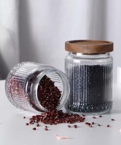 Round Airtight Coffee Tea And Spice Glass Jars With Bamboo Or Wood Lids